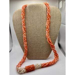 Coral and Freshwater Keshi Pearls Necklace with Gold Spacers